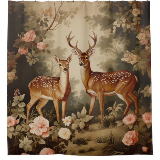  bloemenhert douchegordijn (Voorkant)