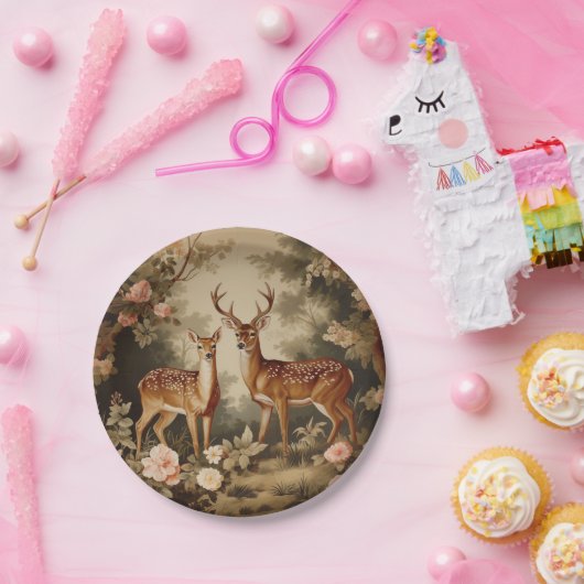 bloemenhert papieren bordje (Feest)