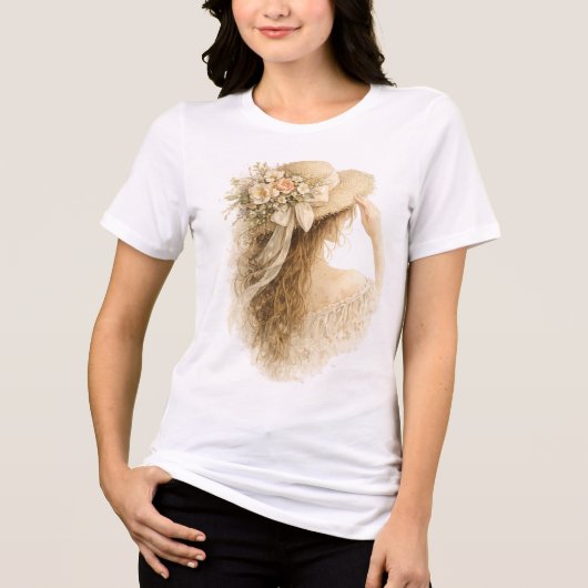Bloemenhoedame Tri-Blend Shirt (Voorkant)