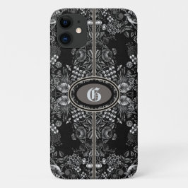  bloemenhok zwart & witte monogrammen Case-Mate iPhone case