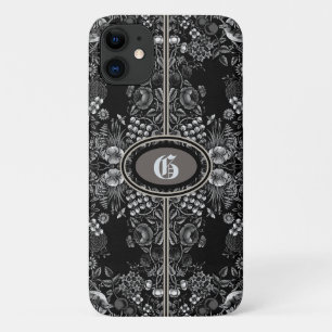 bloemenhok zwart & witte monogrammen Case-Mate iPhone case