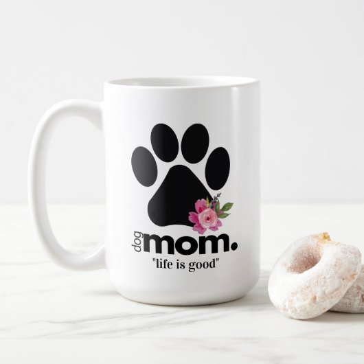 Bloemenhond moeder poot print mok met offerte (Met donut)