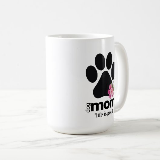 Bloemenhond moeder poot print mok met offerte (Voorkant rechts)