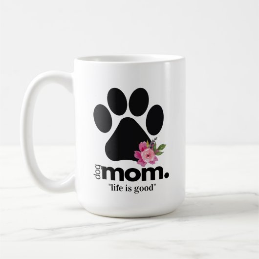 Bloemenhond moeder poot print mok met offerte (Links)