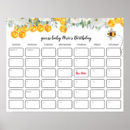 Bloemenhoningraat | Baby Shower Verjaardag Raden Poster