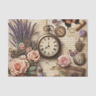 Bloemenhorloge en Vlinders Decoupage Tissuepapier