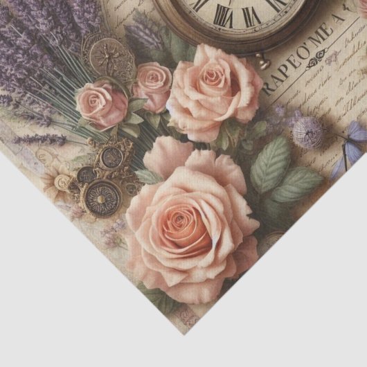 Bloemenhorloge en Vlinders Decoupage Tissuepapier (Detail)