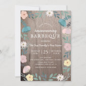 Bloemenhout Rustiek Housewarming BBQ Kaart (Voorkant)