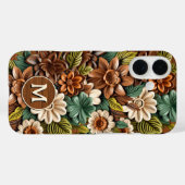 Bloemenhoutmonogram gepersonaliseerd Case-Mate iPhone case (Achterkant (horizontaal))