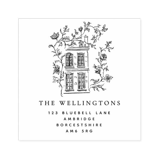  Bloemenhuis Familie Adres Rubberstempel (Afrduk)