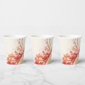 Bloemenhuis Illustratie Werveltje en Natuur Patroo Papieren Bekers