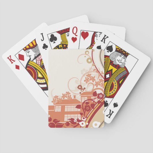 Bloemenhuis Illustratie Werveltje en Natuur Patroo Pokerkaarten (Achterkant)