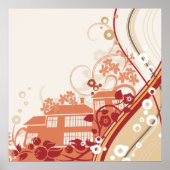 Bloemenhuis Illustratie Werveltje en Natuur Patroo Poster (Voorkant)