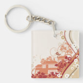 Bloemenhuis Illustratie Werveltje en Natuur Patroo Sleutelhanger (Voorkant)