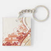 Bloemenhuis Illustratie Werveltje en Natuur Patroo Sleutelhanger (Achterkant)