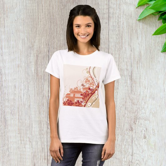 Bloemenhuis Illustratie Werveltje en Natuur Patroo T-shirt