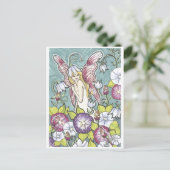 Bloemenhuizen Fairy Garden Fantasy Art Print Briefkaart (Staand voorkant)