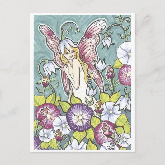 Bloemenhuizen Fairy Garden Fantasy Art Print Briefkaart (Voorkant)