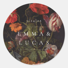  bloemenhuwelijk ronde sticker