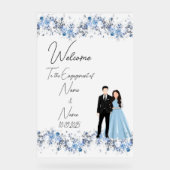 Bloemenijs blauw acryl Verloving teken Acryl Bord (Voorkant)