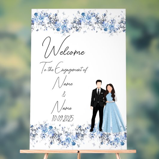 Bloemenijs blauw acryl Verloving teken Acryl Bord (Neutraal)