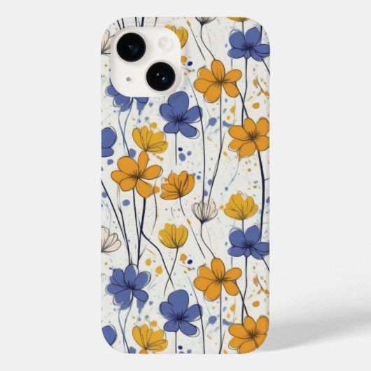 Bloemenillustratie, abstracte wilde bloemen, moder Case-Mate iPhone case (Achterkant)