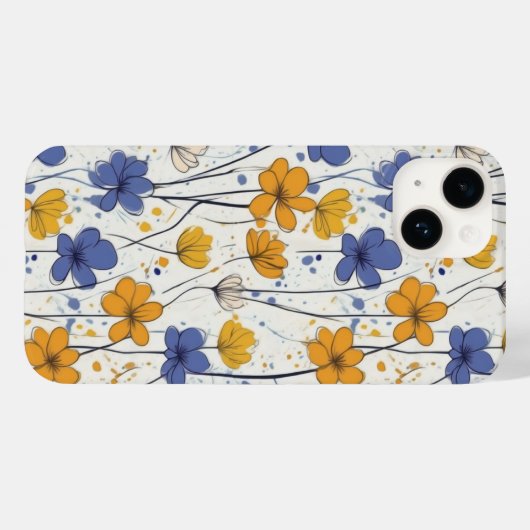 Bloemenillustratie, abstracte wilde bloemen, moder Case-Mate iPhone case (Achterkant (horizontaal))