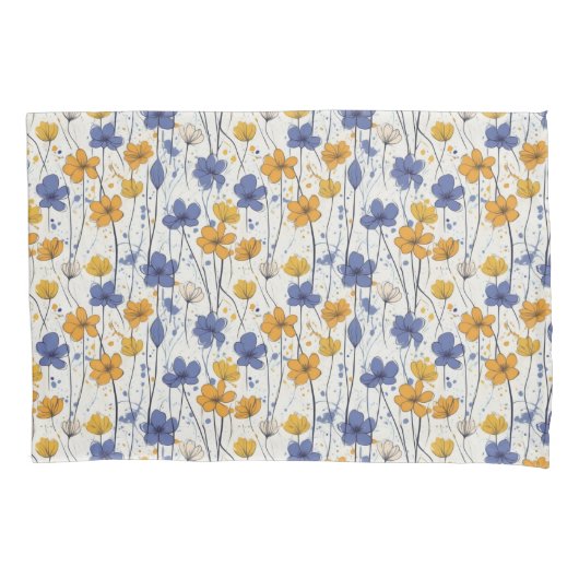 Bloemenillustratie, abstracte wilde bloemen, moder kussensloop (Voorkant)