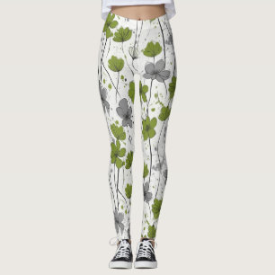 Bloemenillustratie, abstracte wilde bloemen, moder leggings