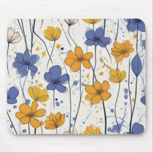 Bloemenillustratie, abstracte wilde bloemen, moder muismat