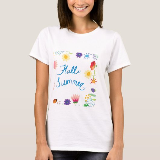 Bloemenillustratie hallo Summerville T-shirt (Voorkant)