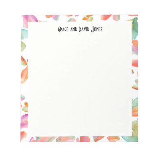 Bloemenillustratie in opvallende blauw-witte tint notitieblok