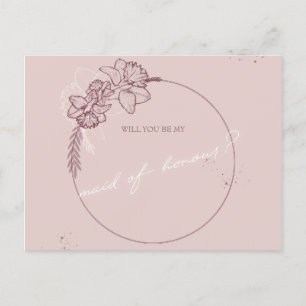Bloemenillustratie Wees mijn bruidsmeisje Briefkaart