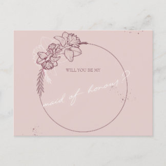 Bloemenillustratie Wees mijn bruidsmeisje Briefkaart