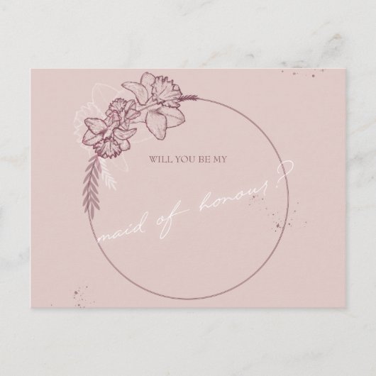 Bloemenillustratie Wees mijn bruidsmeisje Briefkaart (Voorkant)