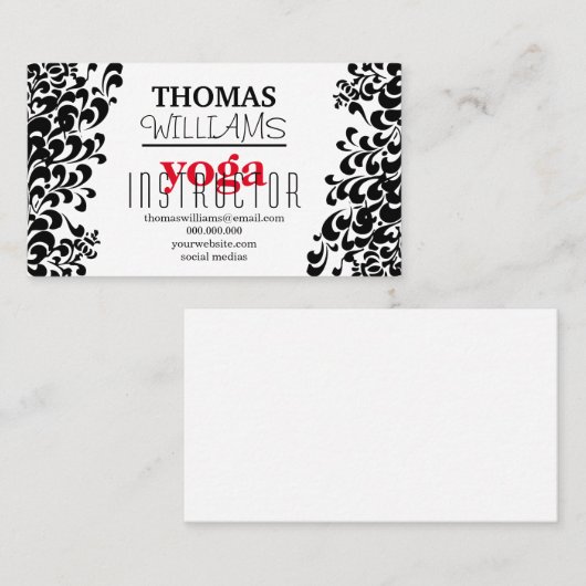 Bloemenillustratie yoga instructeur Mandala Henna Visitekaartje (Voorkant / Achterkant)