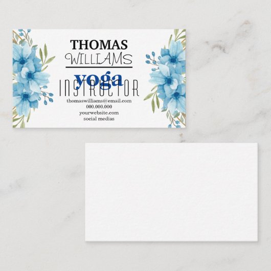 Bloemenillustratie yoga instructeur Mandala Henna Visitekaartje (Voorkant / Achterkant)