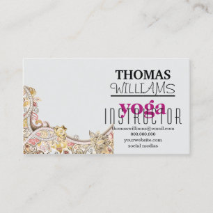 Bloemenillustratie yoga instructeur Mandala Henna Visitekaartje