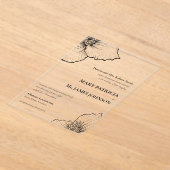 Bloemeninktlijntekening Klassieke formele bruiloft Acryl Uitnodigingen (Laagn)