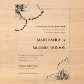 Bloemeninktlijntekening Klassieke formele bruiloft Acryl Uitnodigingen (Voorkant)