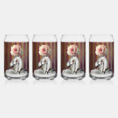 Bloemenintrige roze pioen masker blikvorm glas (Achterkant)