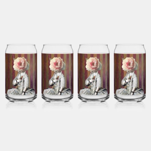 Bloemenintrige roze pioen masker blikvorm glas (Voorkant)