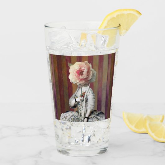 Bloemenintrige roze pioen masker glas (Achterkant ijs)