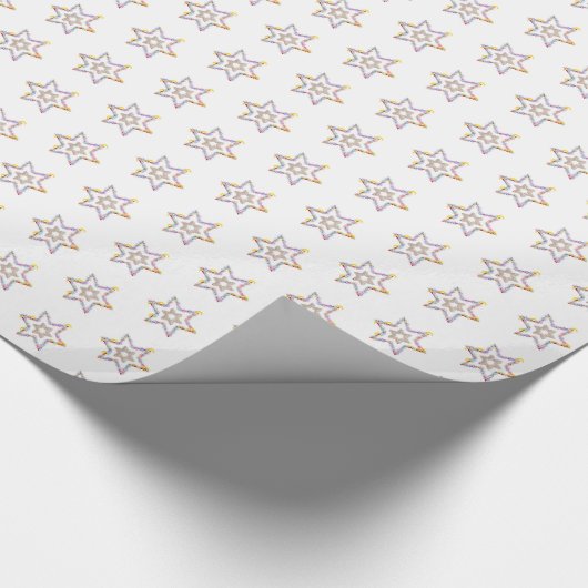  bloemenjoodse sterren cadeaupapier (Hoek)