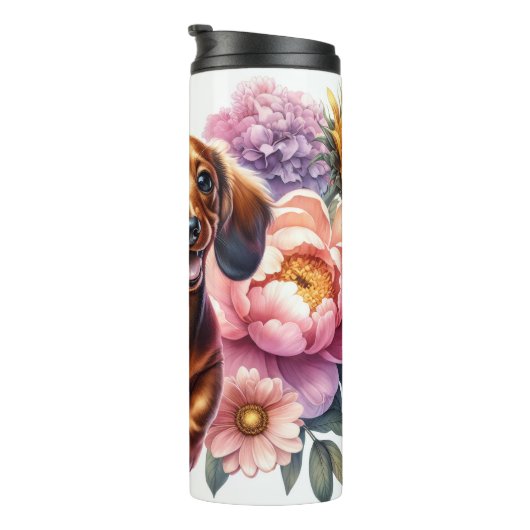 Bloemenjoyride van teckel thermosbeker (Geroteerd rechts)