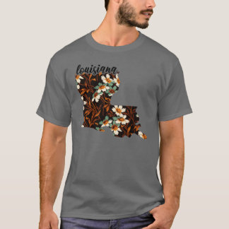 Bloemenkaart van de Verenigde Staten Kaart van T-shirt