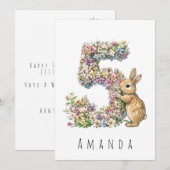 Bloemenkabouter verjaardagskaart 5 jaar kaart (Voorkant / Achterkant)