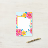 Bloemenkader met levendige bloemen post-it® notes (Op bureau)