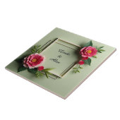 Bloemenkader met roze bloemen tegeltje (Zijkant)