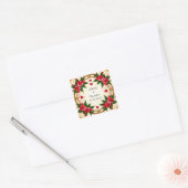 Bloemenkader met Roze Rozen Vierkante Sticker (Envelop)